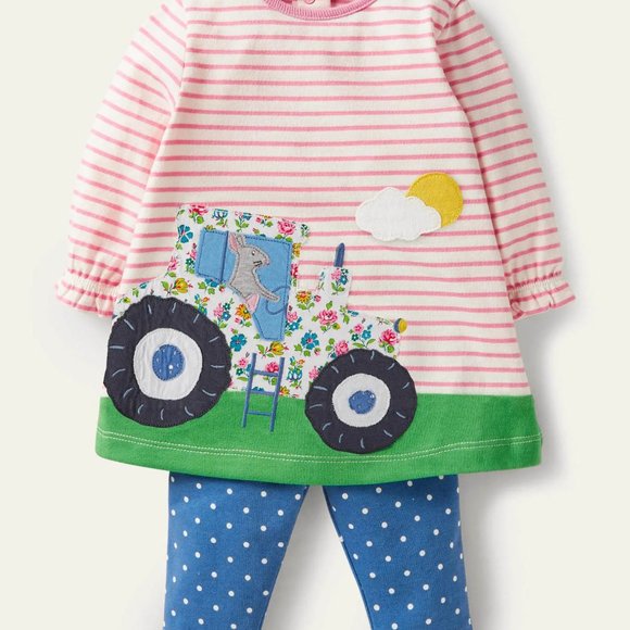 NWOT Mini Boden Big Appliqué Dress Set